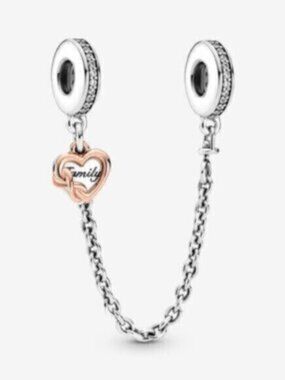 Pandora Family Heart Safety Chain Charm